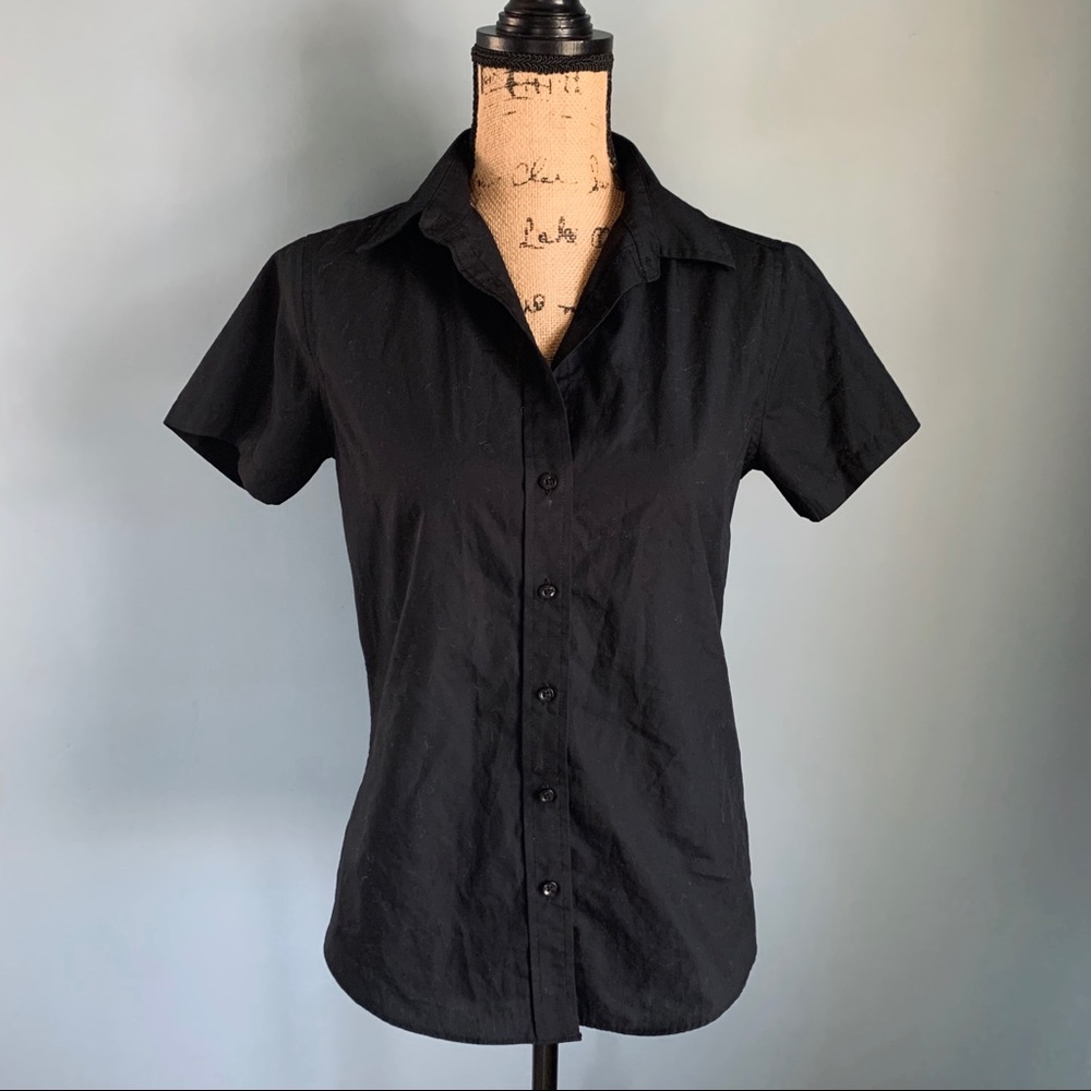 NWOT Tailored Collar Button Down Black T-Shirt
